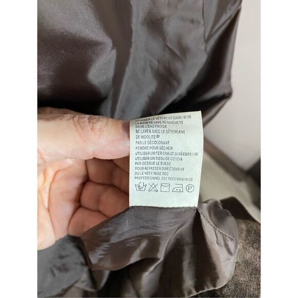 L, Nancy Bolen City Girl Boho suede knee length coat with whip stitch detail. - Picture 9 of 10